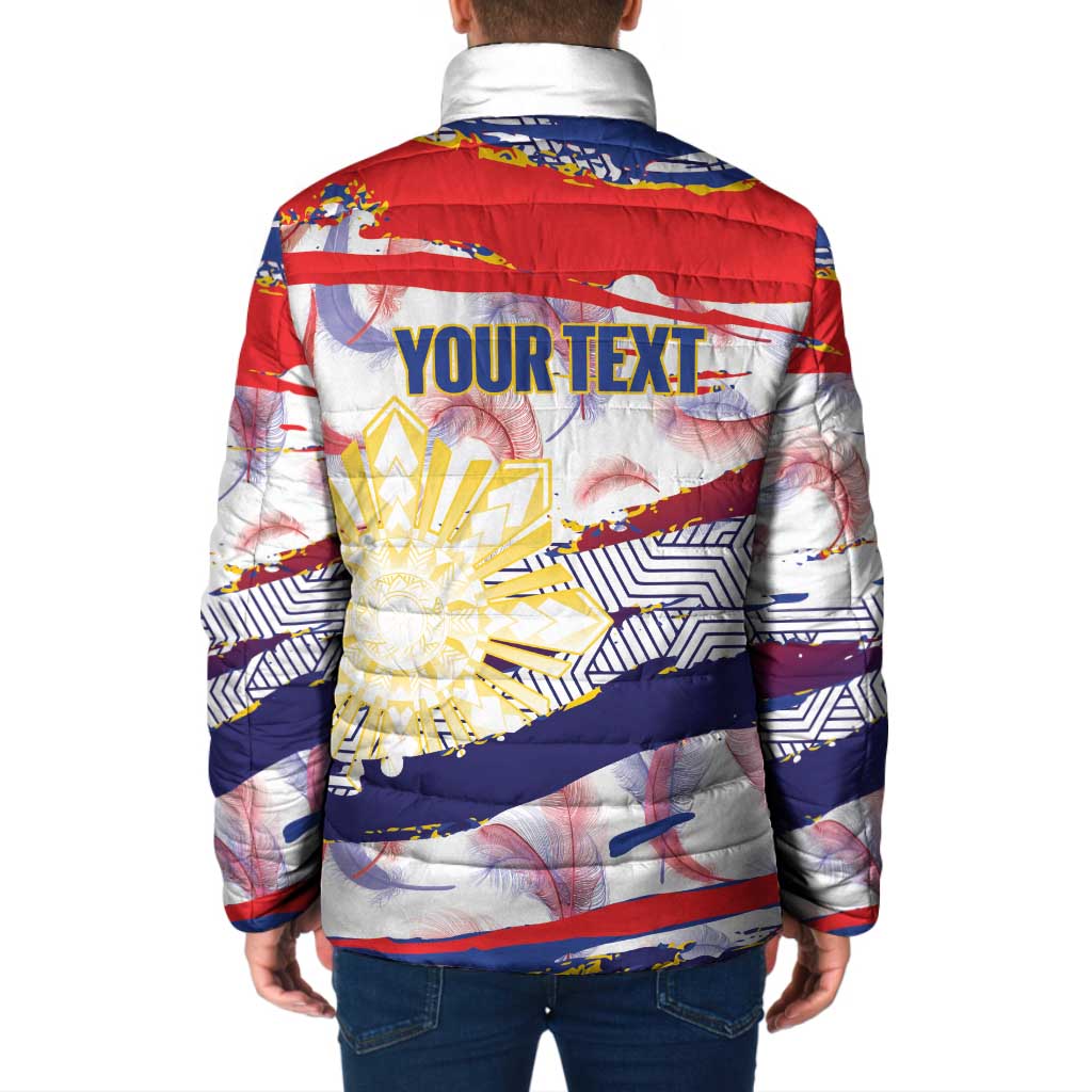 Philippines Sun Tattoo Padded Jacket Feathers Filipinas Grunge Style White LT14 - Polynesian Pride