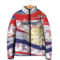 Philippines Sun Tattoo Padded Jacket Feathers Filipinas Grunge Style White LT14 - Polynesian Pride