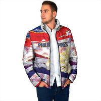 Philippines Sun Tattoo Padded Jacket Feathers Filipinas Grunge Style White LT14 - Polynesian Pride