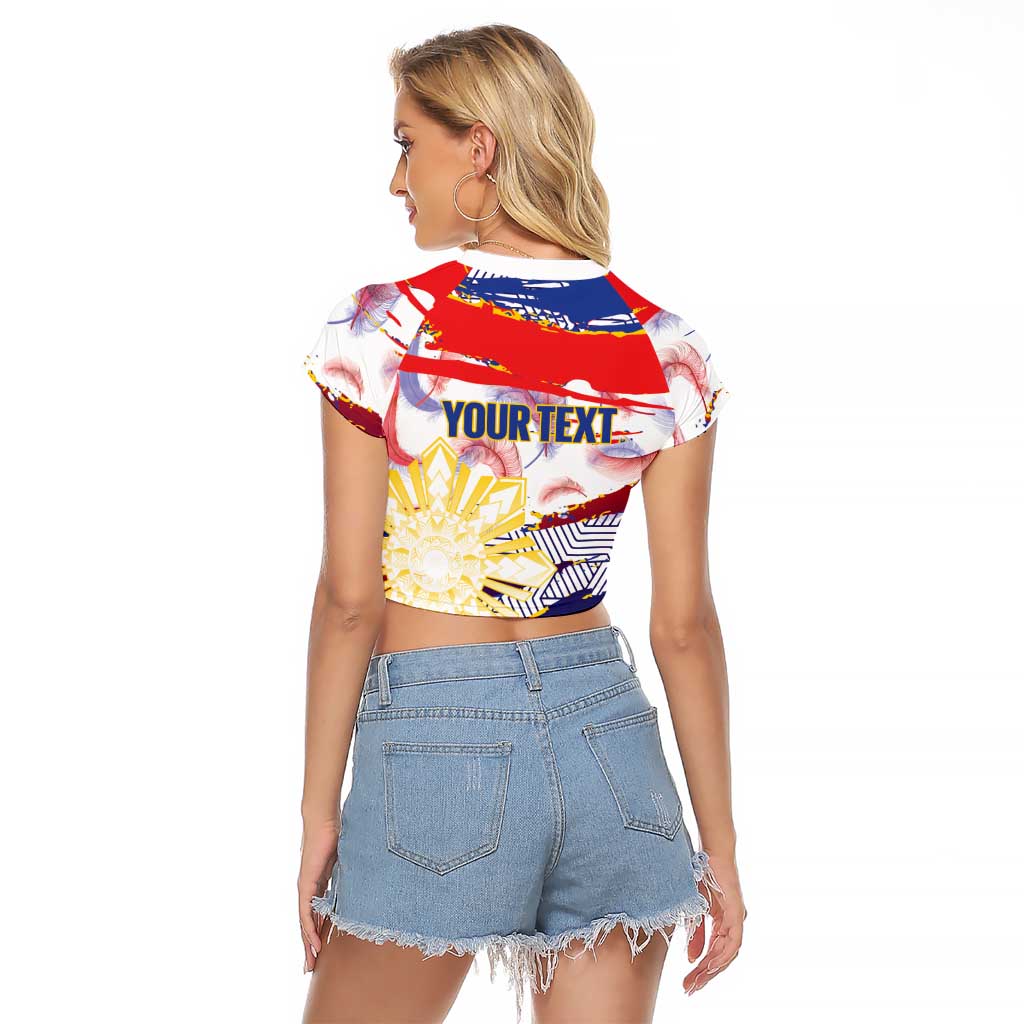 Philippines Sun Tattoo Raglan Cropped T Shirt Feathers Filipinas Grunge Style White