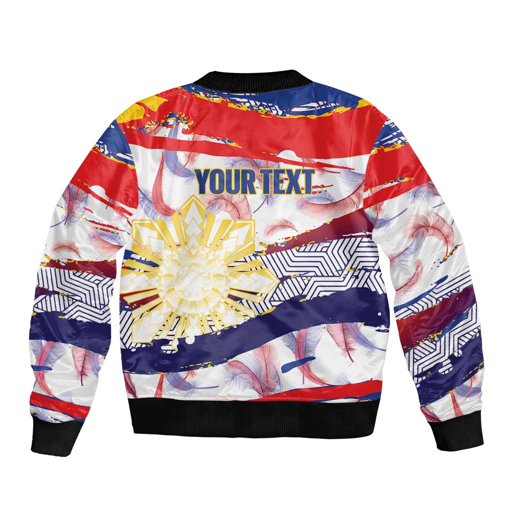Philippines Sun Tattoo Sleeve Zip Bomber Jacket Feathers Filipinas Grunge Style White LT14 - Polynesian Pride