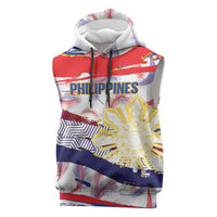 Philippines Sun Tattoo Sleeveless Hoodie Feathers Filipinas Grunge Style White LT14 White - Polynesian Pride