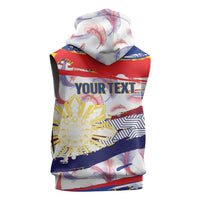 Philippines Sun Tattoo Sleeveless Hoodie Feathers Filipinas Grunge Style White LT14 - Polynesian Pride