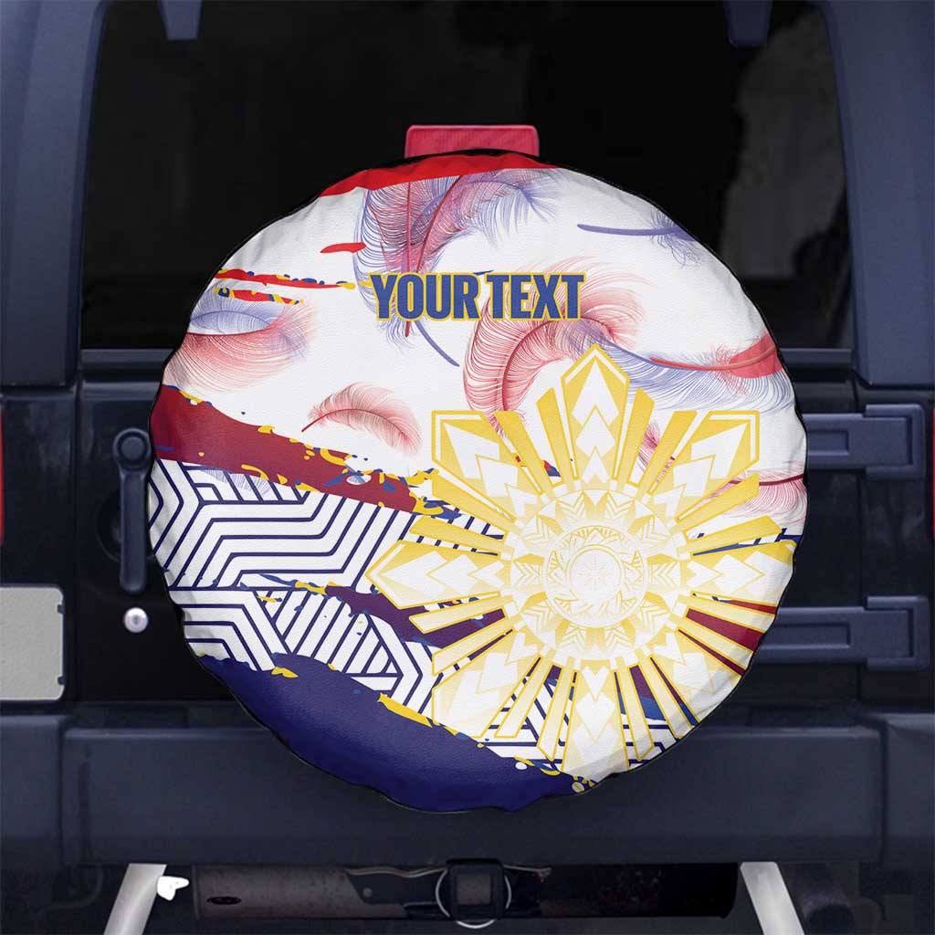 Philippines Sun Tattoo Spare Tire Cover Feathers Filipinas Grunge Style White LT14 No hole White - Polynesian Pride