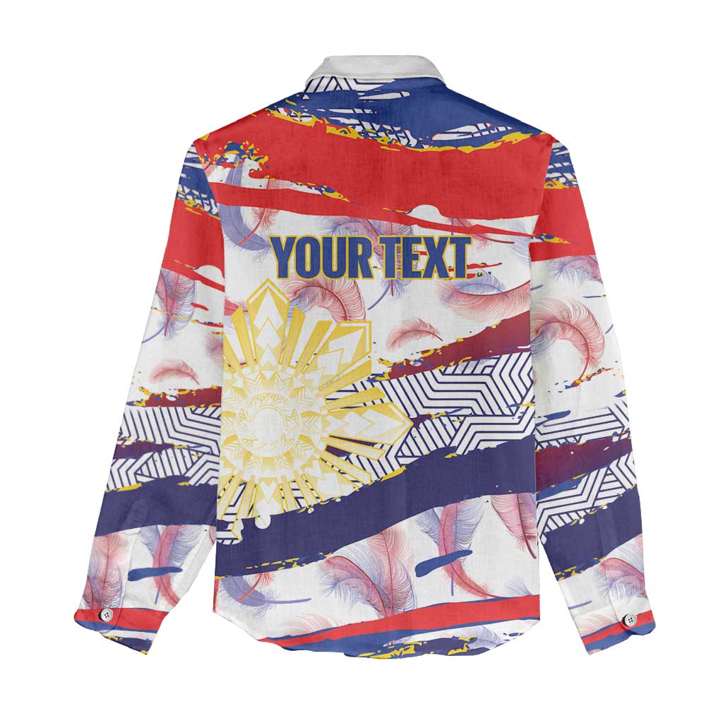 Philippines Sun Tattoo Women Casual Shirt Feathers Filipinas Grunge Style White LT14 - Polynesian Pride