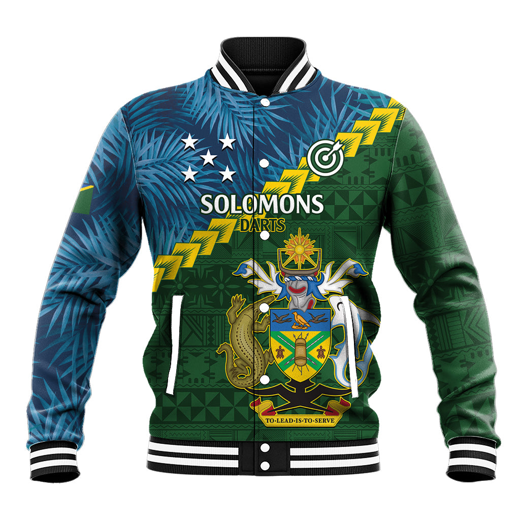 Personalised Solomon Islands Darts Baseball Jacket Tropical Leaves Melanesian Pattern