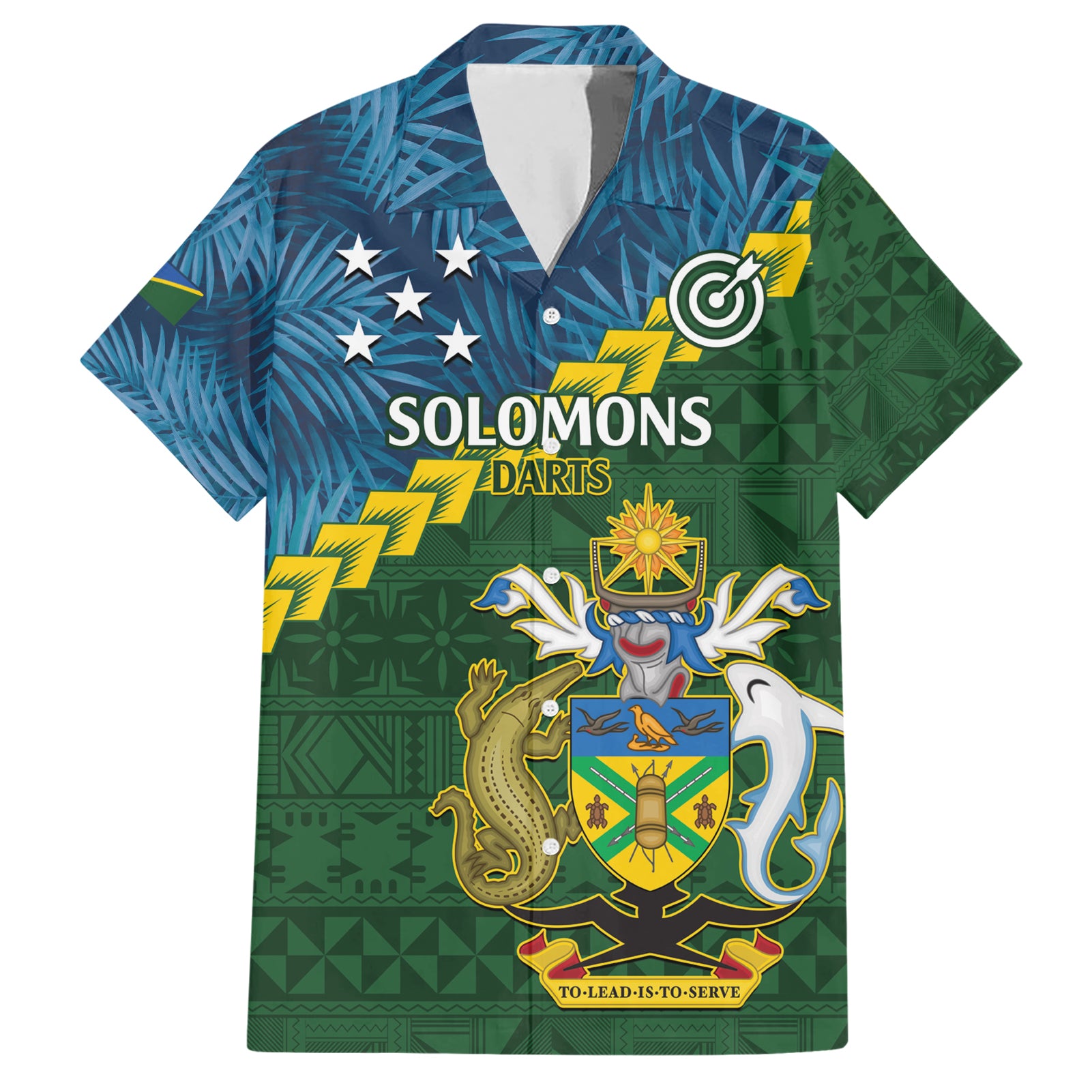 Personalised Solomon Islands Darts Hawaiian Shirt Tropical Leaves Melanesian Pattern
