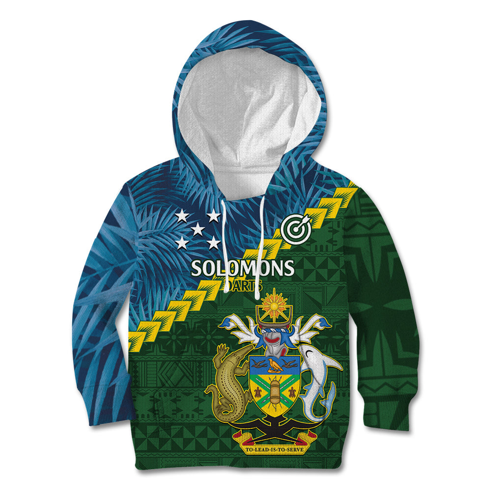 Personalised Solomon Islands Darts Kid Hoodie Tropical Leaves Melanesian Pattern