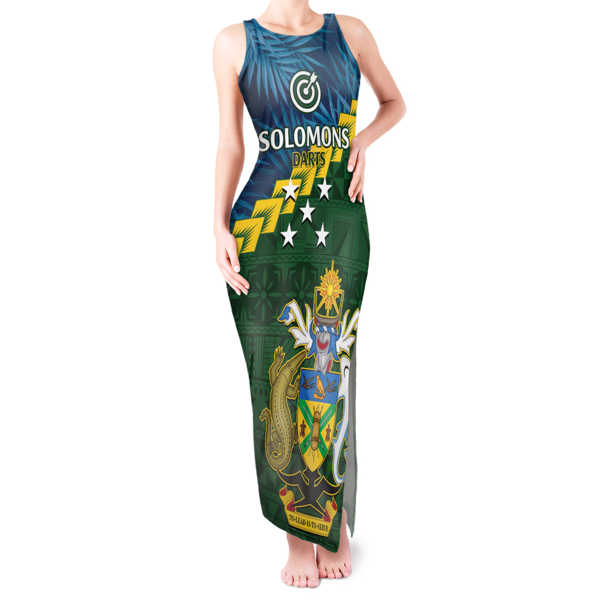 Personalised Solomon Islands Darts Tank Maxi Dress Tropical Leaves Melanesian Pattern