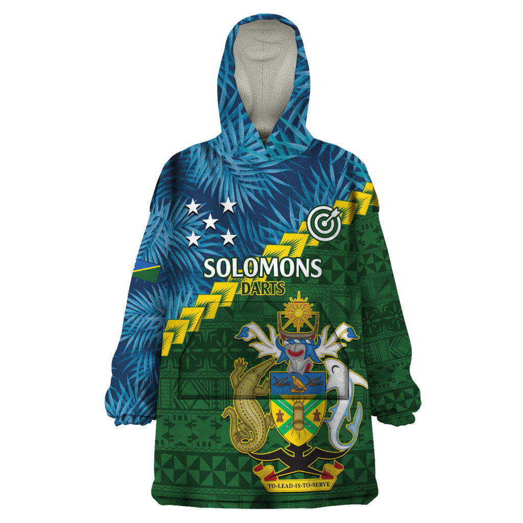 Personalised Solomon Islands Darts Wearable Blanket Hoodie Tropical Leaves Melanesian Pattern