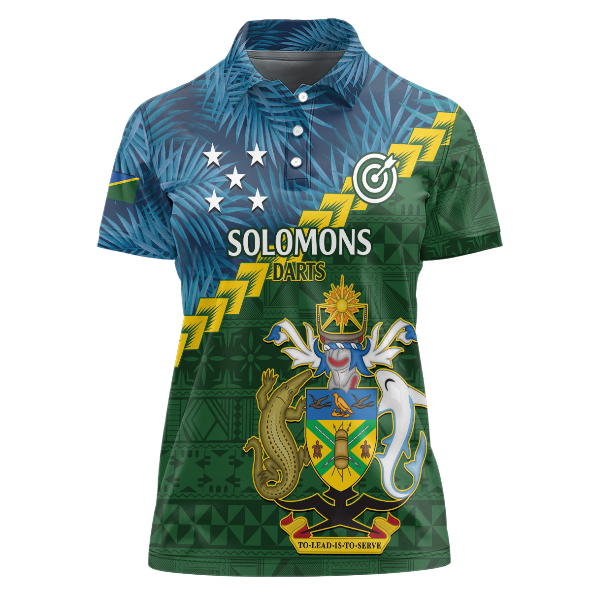 Personalised Solomon Islands Darts Women Polo Shirt Tropical Leaves Melanesian Pattern