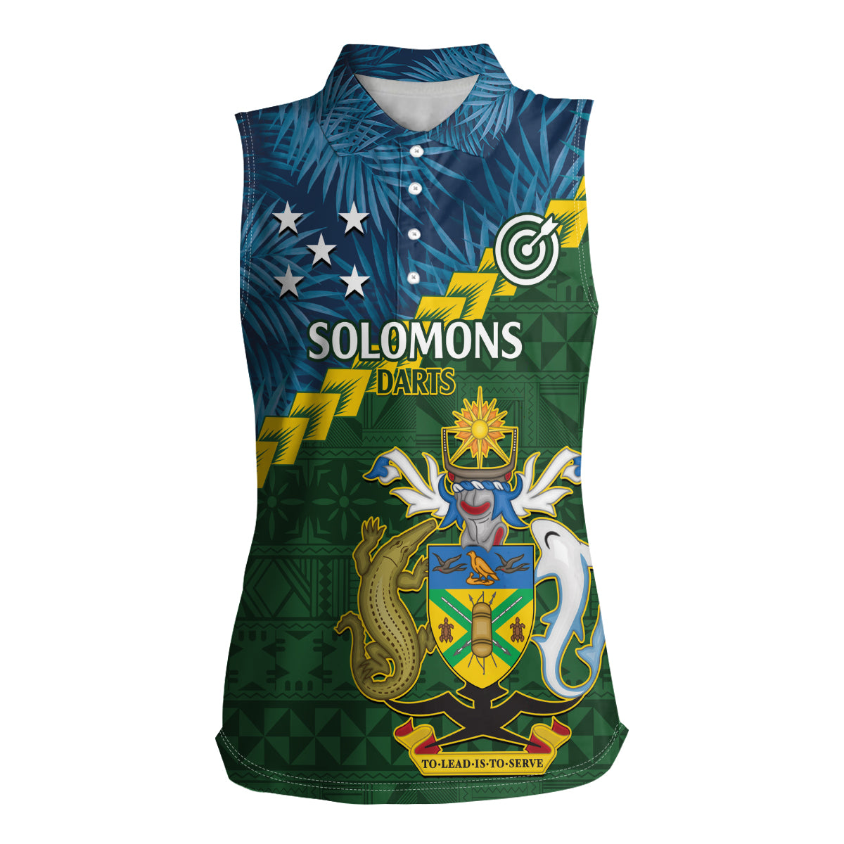 Personalised Solomon Islands Darts Women Sleeveless Polo Shirt Tropical Leaves Melanesian Pattern