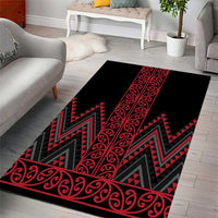 Red Aotearoa Mangopare Kowhaiwhai and Niho Taniwha Area Rug Maori New Zealand
