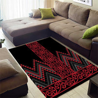 Red Aotearoa Mangopare Kowhaiwhai and Niho Taniwha Area Rug Maori New Zealand