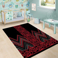 Red Aotearoa Mangopare Kowhaiwhai and Niho Taniwha Area Rug Maori New Zealand