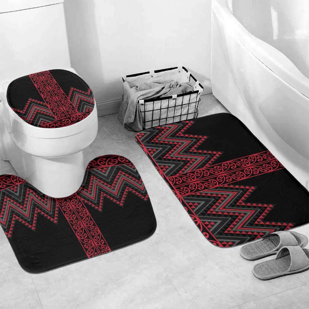 Red Aotearoa Mangopare Kowhaiwhai Niho Taniwha Bathroom Set Maori New Zealand - Polynesian Pride