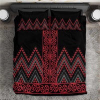 Red Aotearoa Mangopare Kowhaiwhai and Niho Taniwha Bedding Set Maori New Zealand