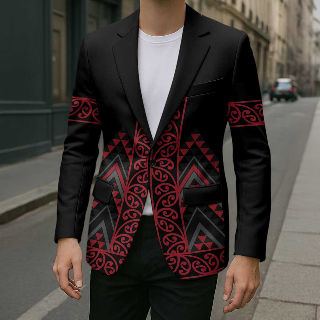 Red Aotearoa Mangopare Kowhaiwhai Niho Taniwha Blazer Maori New Zealand - Polynesian Pride