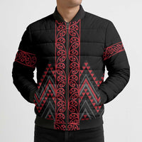 Red Aotearoa Mangopare Kowhaiwhai Niho Taniwha Bomber Puffer Jacket Maori New Zealand - Polynesian Pride