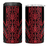 Red Aotearoa Mangopare Kowhaiwhai and Niho Taniwha 4 in 1 Can Cooler Tumbler Maori New Zealand