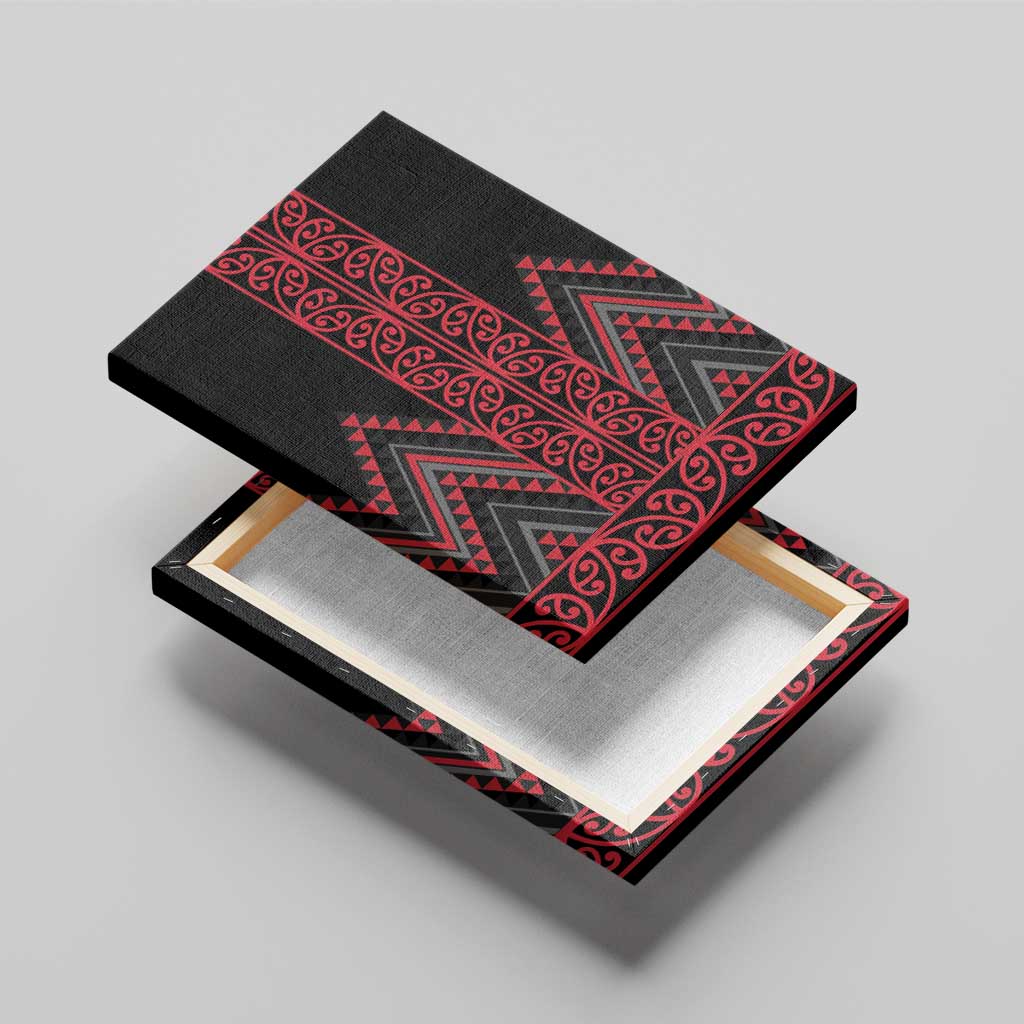 Red Aotearoa Mangopare Kowhaiwhai and Niho Taniwha Canvas Wall Art Maori New Zealand