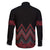 Red Aotearoa Mangopare Kowhaiwhai and Niho Taniwha Family Matching Off The Shoulder Long Sleeve Dress and Hawaiian Shirt Maori New Zealand