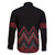 Red Aotearoa Mangopare Kowhaiwhai and Niho Taniwha Family Matching Off Shoulder Short Dress and Hawaiian Shirt Maori New Zealand