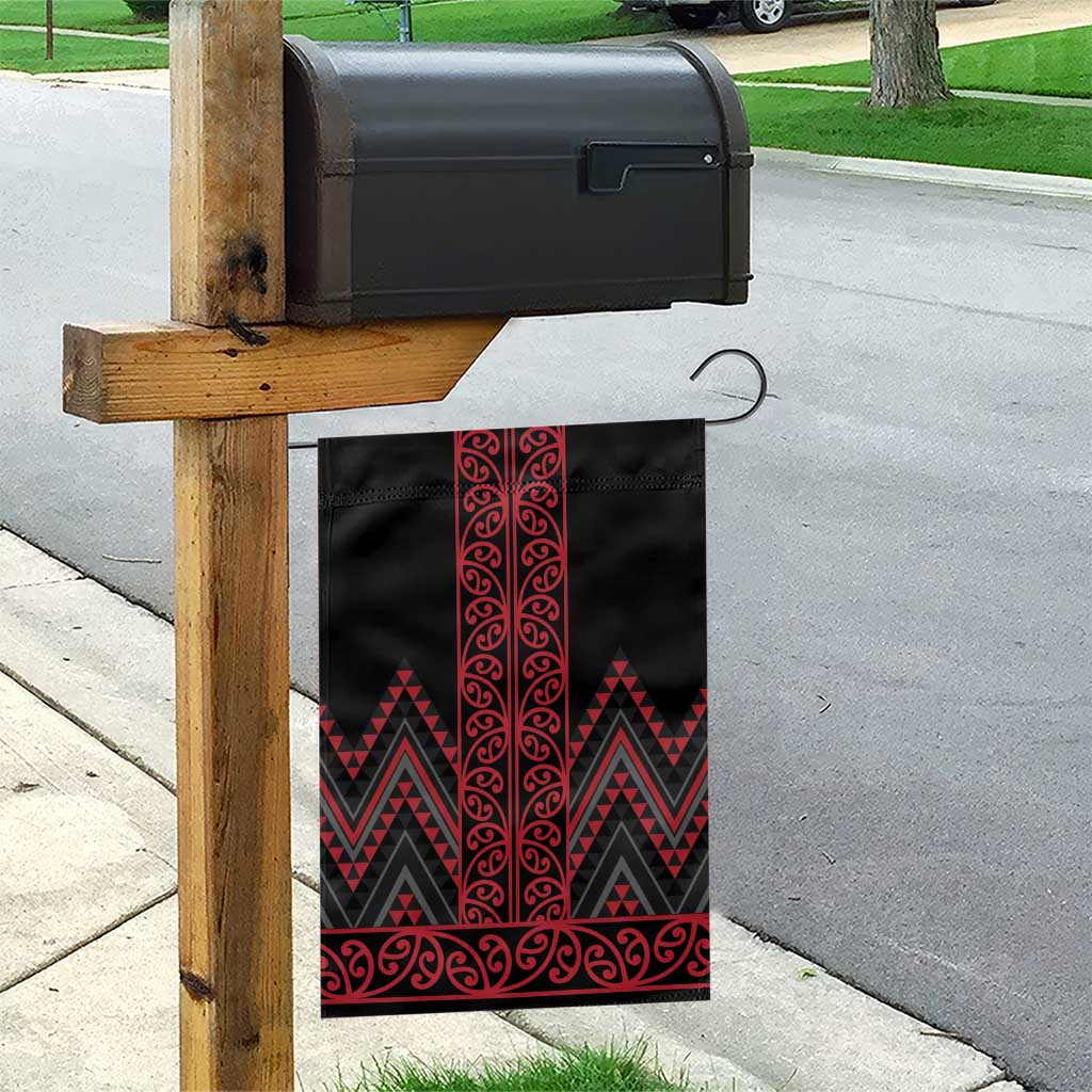 Red Aotearoa Mangopare Kowhaiwhai and Niho Taniwha Garden Flag Maori New Zealand