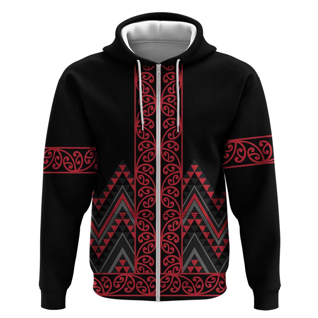 Red Aotearoa Mangopare Kowhaiwhai and Niho Taniwha Hoodie Maori New Zealand