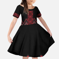 Red Aotearoa Mangopare Kowhaiwhai and Niho Taniwha Kid Short Sleeve Dress Maori New Zealand