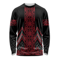 Red Aotearoa Mangopare Kowhaiwhai and Niho Taniwha Long Sleeve Shirt Maori New Zealand