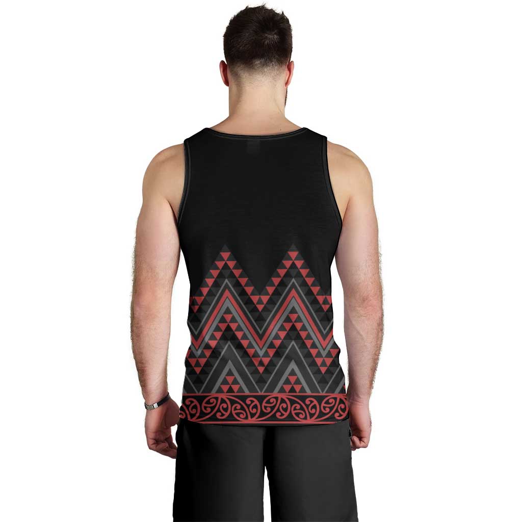 Red Aotearoa Mangopare Kowhaiwhai and Niho Taniwha Men Tank Top Maori New Zealand