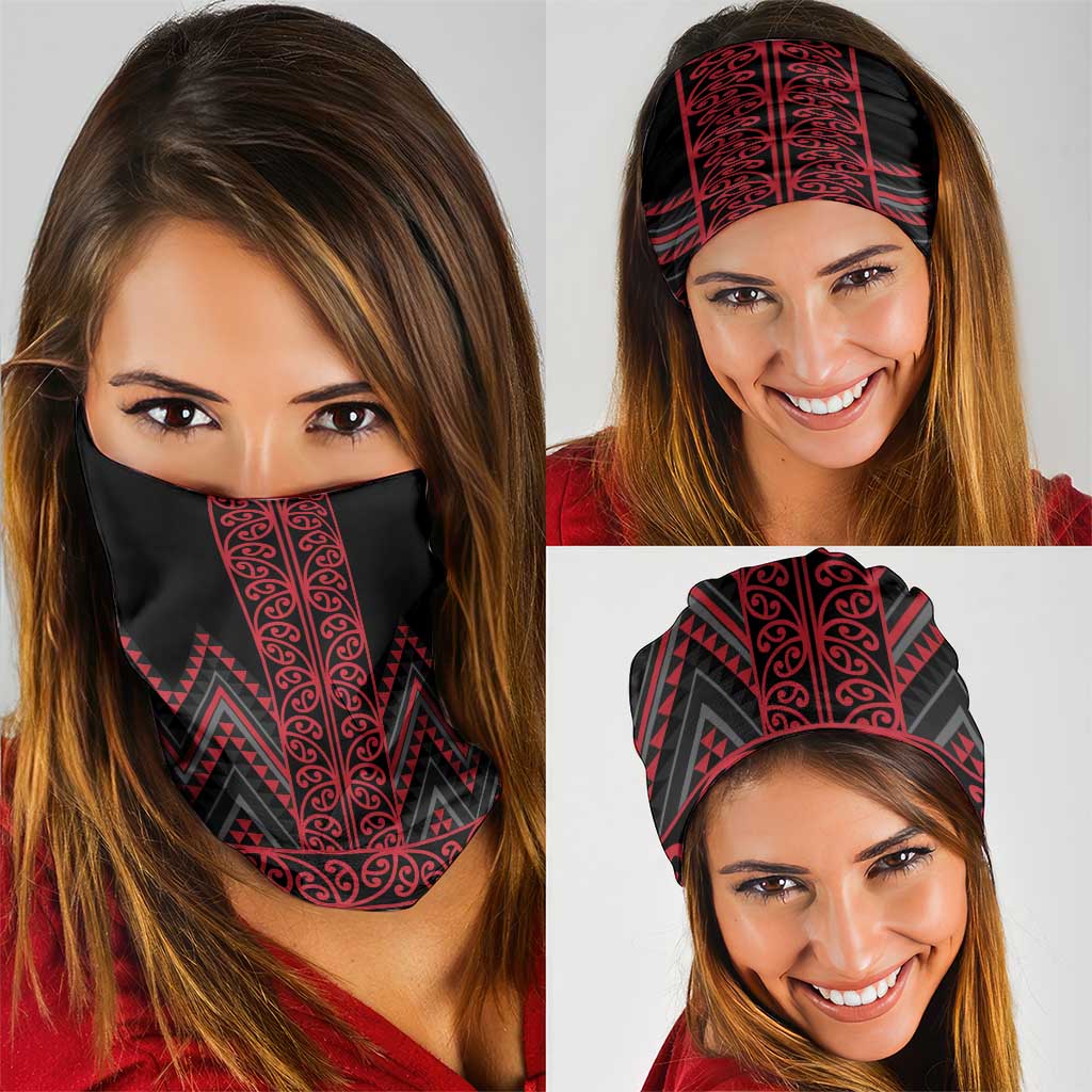 Red Aotearoa Mangopare Kowhaiwhai Niho Taniwha Neck Gaiter Maori New Zealand - Polynesian Pride