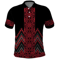 Red Aotearoa Mangopare Kowhaiwhai and Niho Taniwha Polo Shirt Maori New Zealand