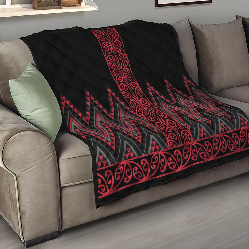 Red Aotearoa Mangopare Kowhaiwhai and Niho Taniwha Quilt Maori New Zealand