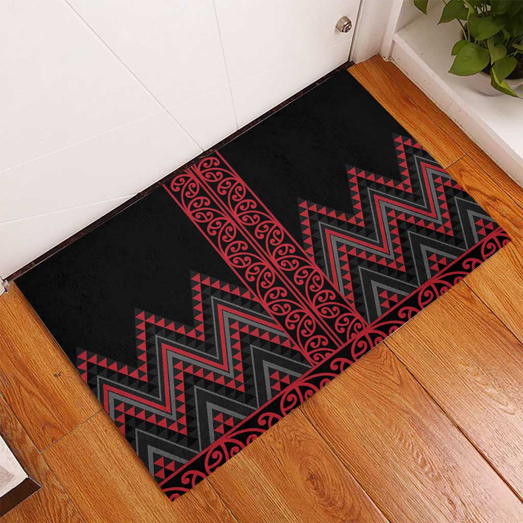 Red Aotearoa Mangopare Kowhaiwhai and Niho Taniwha Rubber Doormat Maori New Zealand