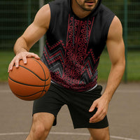 Red Aotearoa Mangopare Kowhaiwhai Niho Taniwha Sleeveless Hoodie Maori New Zealand - Polynesian Pride