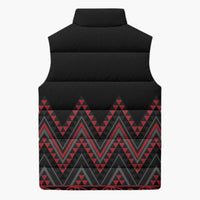 Red Aotearoa Mangopare Kowhaiwhai Niho Taniwha Sleeveless Puffer Jacket Maori New Zealand - Polynesian Pride