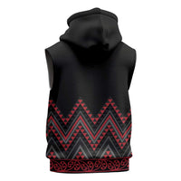 Red Aotearoa Mangopare Kowhaiwhai Niho Taniwha Sleeveless Zip Hoodie Maori New Zealand - Polynesian Pride