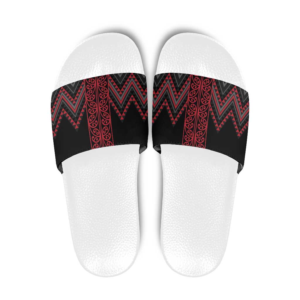 Red Aotearoa Mangopare Kowhaiwhai Niho Taniwha Slide Sandals Maori New Zealand - Polynesian Pride