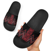 Red Aotearoa Mangopare Kowhaiwhai Niho Taniwha Slide Sandals Maori New Zealand - Polynesian Pride