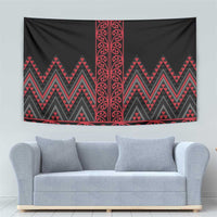 Red Aotearoa Mangopare Kowhaiwhai and Niho Taniwha Tapestry Maori New Zealand