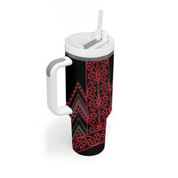 Red Aotearoa Mangopare Kowhaiwhai and Niho Taniwha Tumbler With Handle Maori New Zealand