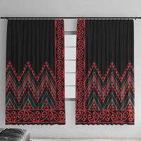 Red Aotearoa Mangopare Kowhaiwhai and Niho Taniwha Window Curtain Maori New Zealand