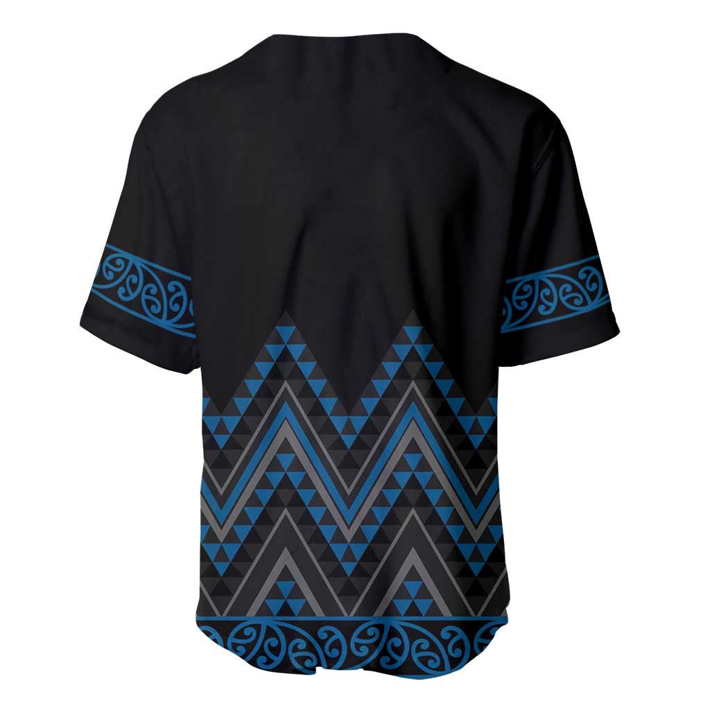 Blue Aotearoa Mangopare Kowhaiwhai and Niho Taniwha Baseball Jersey Maori New Zealand
