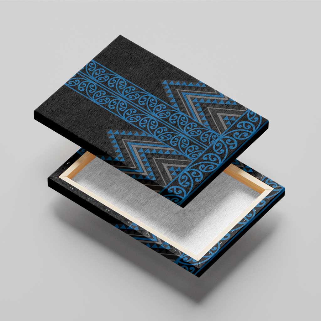 Blue Aotearoa Mangopare Kowhaiwhai and Niho Taniwha Canvas Wall Art Maori New Zealand