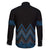 Blue Aotearoa Mangopare Kowhaiwhai and Niho Taniwha Family Matching Off The Shoulder Long Sleeve Dress and Hawaiian Shirt Maori New Zealand