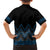 Blue Aotearoa Mangopare Kowhaiwhai and Niho Taniwha Family Matching Off Shoulder Short Dress and Hawaiian Shirt Maori New Zealand