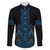 Blue Aotearoa Mangopare Kowhaiwhai and Niho Taniwha Family Matching Off Shoulder Short Dress and Hawaiian Shirt Maori New Zealand