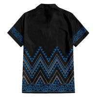 Blue Aotearoa Mangopare Kowhaiwhai and Niho Taniwha Family Matching Short Sleeve Bodycon Dress and Hawaiian Shirt Maori New Zealand